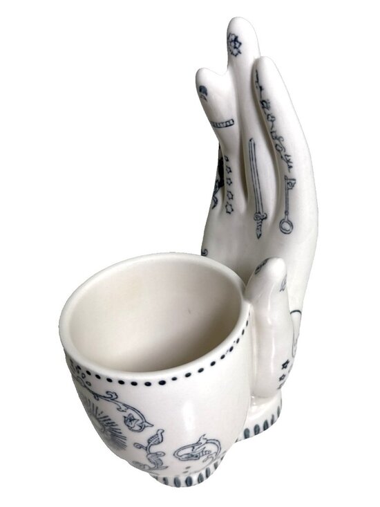 Anthropologie Other - Anthropologie Lavinia Blue Ivory Ceramic Hand Pencil Cup 7" SOLD OUT